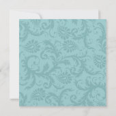 Foto: Damask Aqua Blue Pink Wedding Invitation Kaart (Achterkant)