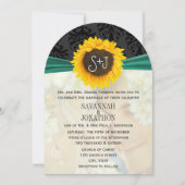 Foto  Damask Emerald Sunflower Wedding Kaart (Voorkant)
