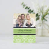 Foto Damask Merry Christmas Briefkaarten Green (Staand voorkant)