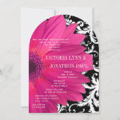 Foto  Damask Pink Gerber Daisy Wedding Kaart (Achterkant)