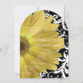 Foto Damask Yellow Gerber Daisy Wedding Kaart (Achterkant)