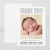 FOTO DANK JE moderne nieuwe baby minimale omtrekli Bedankkaart (Voorkant / Achterkant)