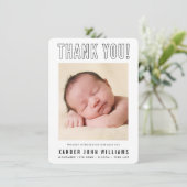 FOTO DANK JE moderne nieuwe baby minimale omtrekli Bedankkaart (Staand voorkant)