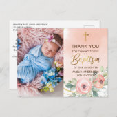 Foto dank je voor Doop in Perzik en Goud Briefkaart (Voorkant / Achterkant)