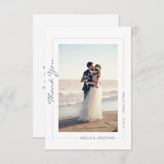 Foto Dank u bruiloftsgasten minimalistische kaart (Voorkant / Achterkant)