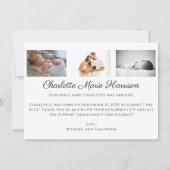 Foto Dank u Elegant Script geboorte aankondiging (Achterkant)