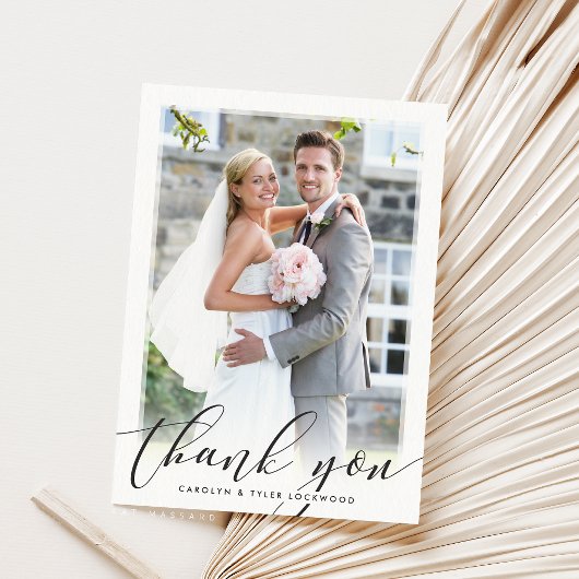 FOTO DANK U elegante script kalligrafie zwart Bedankkaart