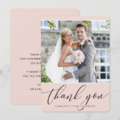 FOTO DANK U  kalligrafie blush bord roze Bedankkaart (Voorkant / Achterkant)