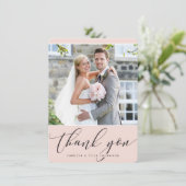 FOTO DANK U  kalligrafie blush bord roze Bedankkaart (Staand voorkant)