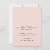 FOTO DANK U  kalligrafie blush bord roze Bedankkaart (Achterkant)