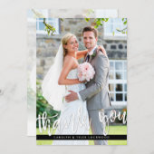 FOTO DANK U modern handgeschreven script wit Bedankkaart (Voorkant / Achterkant)