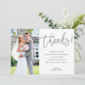 FOTO DANK U moderne glam zilver glitter script Bedankkaart (Staand voorkant)