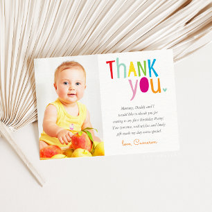 FOTO DANK U moderne kleurrijke regenboog typografi Bedankkaart