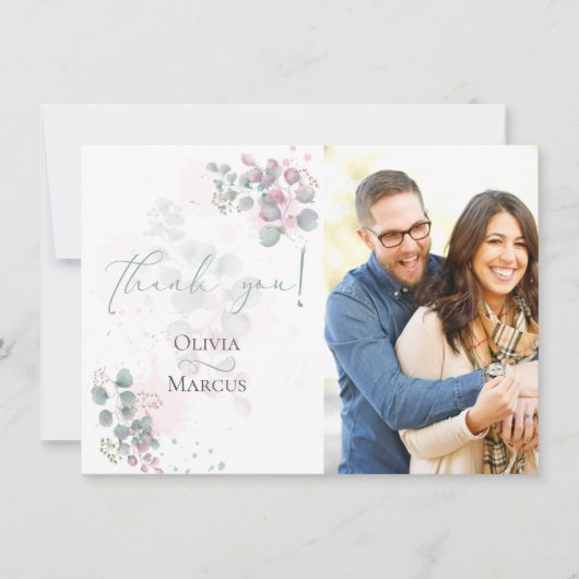 Foto Dankjewel  |  Moderne Aquarel Eucalyptus Bedankkaart (Voorkant)