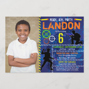 Foto Dart Wars verjaardagsfeestje uitnodiging