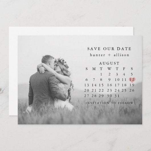 Foto: Date Calendar opslaan Save The Date (Voorkant / Achterkant)
