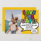 Foto: Date Fun Retro Comic Book Pop Art opslaan Kaart (Voorkant / Achterkant)