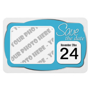 Foto & Datum Lichtblauw "Save the Date" 4x6 magnee Magneet
