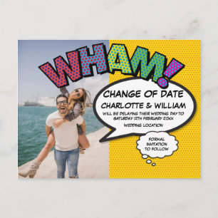 Foto datumwijziging leuk modern stripverhaal briefkaart