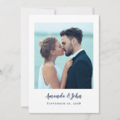 Foto Delicate Script Romantic Calligraphy Blue Save The Date (Achterkant)