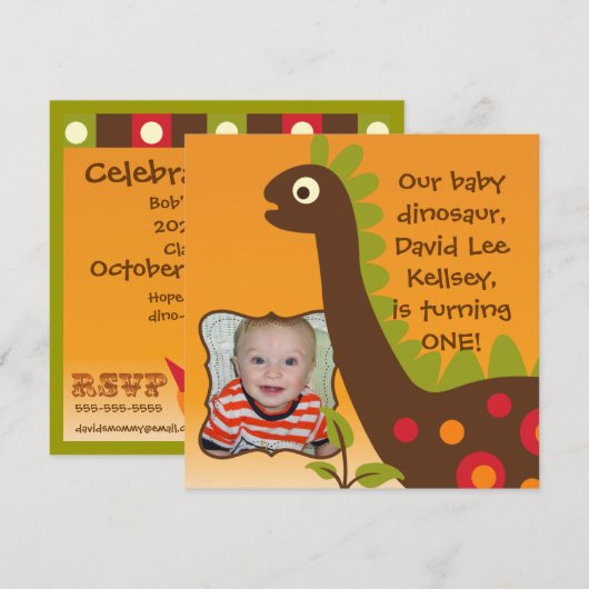 Foto Dino-Riffic Dinosaur Birthday-uitnodigingen Kaart (Voorkant / Achterkant)