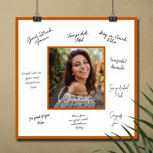 Foto diploma handtekening verbrande oranje rand poster