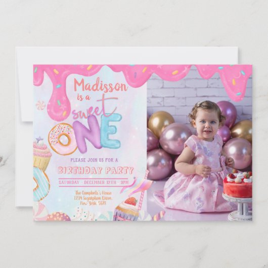 Foto Donut Sweet One-uitnodiging Kaart (Voorkant)