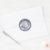 Foto doop gunst | Blauw aangepaste naam Datum Labe Ronde Sticker (Envelop)