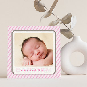 FOTO DOOP Modern snoep strepen roze Kaart