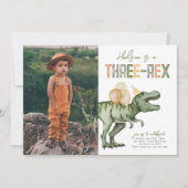 Foto Drie-Rex Dinosaurus Verjaardag Uitnodiging (Voorkant)