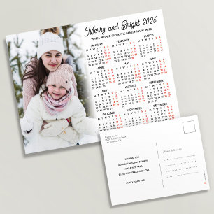 Foto Eenvoudig Modern Witte Kalender 2026 Familie Feestdagenkaart
