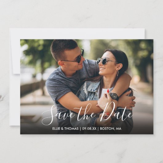 Foto Eenvoudig Save the Date Elegant Script Kaart (Voorkant)