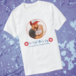 Foto Eenvoudig Schattige Modern Daddy First Father T-shirt