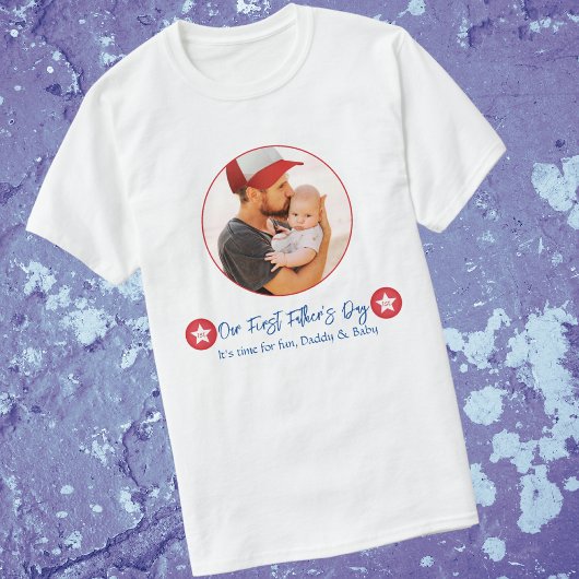 Foto Eenvoudig Schattige Modern Daddy First Father T-shirt