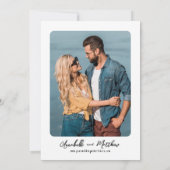 Foto Eenvoudig Script Minimalistische Bruiloft Save The Date (Achterkant)