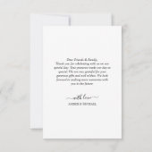 Foto Eenvoudig Script Moderne bruiloft Dank u kaar Bedankkaart (Achterkant)