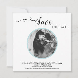 *~* FOTO Eenvoudige Aqua Blue bruiloft Bewaar de d Save The Date