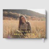 Foto Eenvoudige Elegante Bruidsjurk Groen Gastenboek (Achterkant)