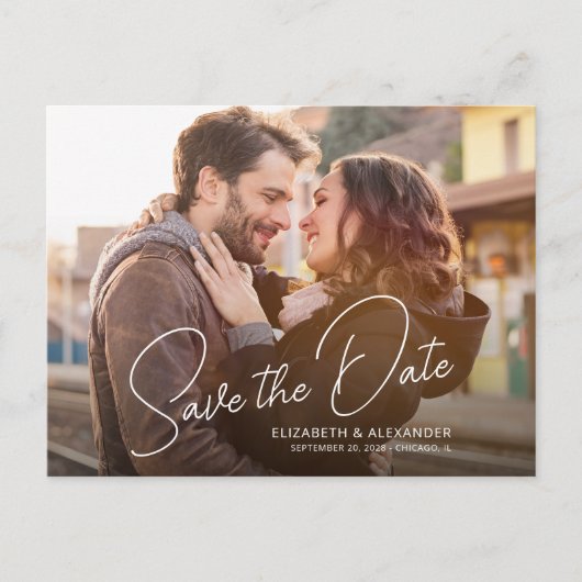 Foto Eenvoudige Elegante Script Aankondiging Brief (Voorkant)