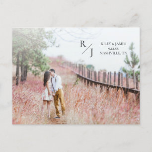Foto Eenvoudige Monogram Trouw Save the Date Briefkaart