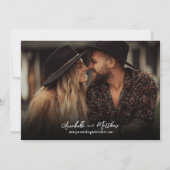 Foto eenvoudige rustieke script Boho bruiloft Save The Date (Achterkant)