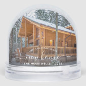 Foto Eerste Kerst Nieuwe Home White Script 2025 Sneeuwbol (Achterkant)