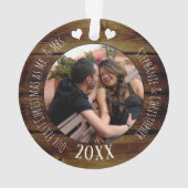 Foto Eerste Kerstmis Mr. & Mrs Dubbelzijdig Ornament (achterkant)