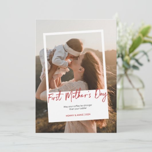 Foto eerste Moederdag Polaroid Feestdagenkaart (Staand voorkant)