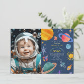 Foto Eerste reis rond zon astronaut 1e verjaardag Kaart (Staand voorkant)