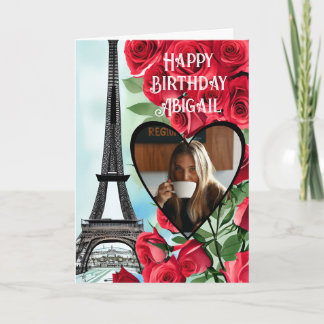 Foto Eiffel Tower Red Roses gepersonaliseerd op za Kaart