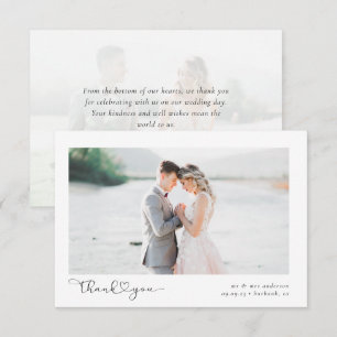 Foto Elegant Chic Script Wedding Bedankkaart
