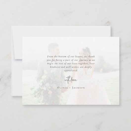 Foto Elegant Chic Script Wedding Bedankkaart (Achterkant)