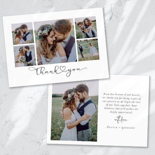 Foto Elegant Chic Script Wedding Bedankkaart