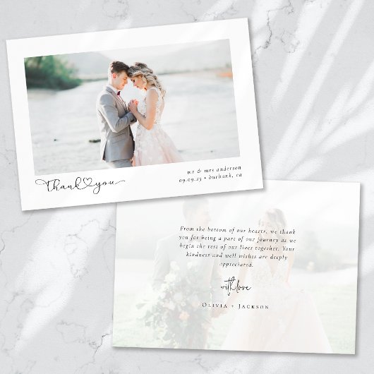 Foto Elegant Chic Script Wedding Bedankkaart